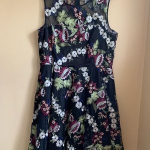 Tahari Floral Embroidered Dress